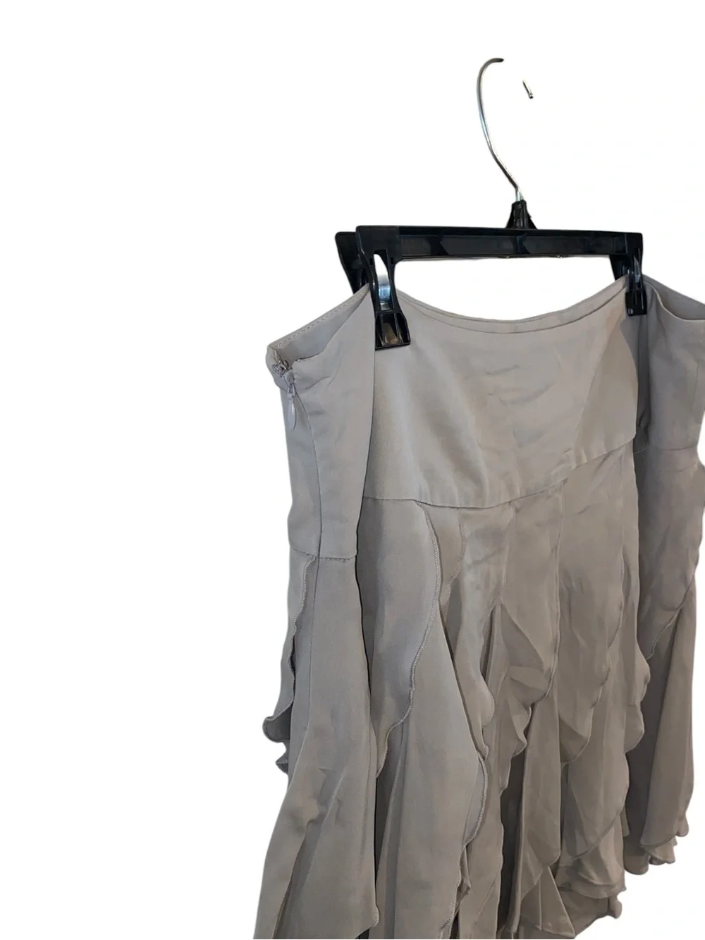 Vintage y2k INC Asymmetrical Ruffled Silk Skirt light gray Fairy core soft girl